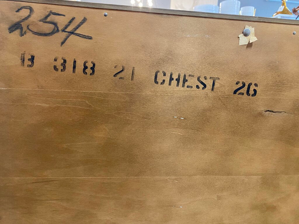 Mid Century Walnut Mixed Woods Tall Dresser - Zebrawood Lined Drawers, Brass and Rosewood Base, Brass and Bakelite Pulls - FABULOUS