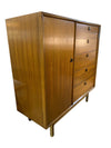 Mid Century Walnut Mixed Woods Tall Dresser - Zebrawood Lined Drawers, Brass and Rosewood Base, Brass and Bakelite Pulls - FABULOUS