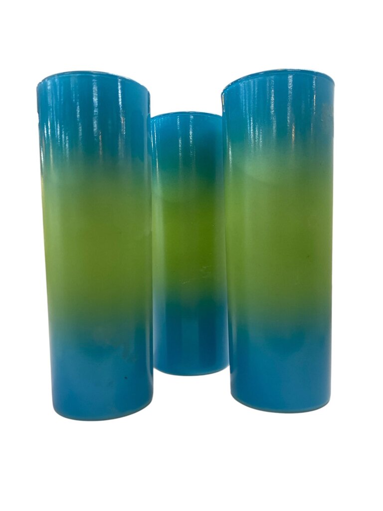Set of Three Blendo Bermuda Twist Blue and Green Glass Tumblers