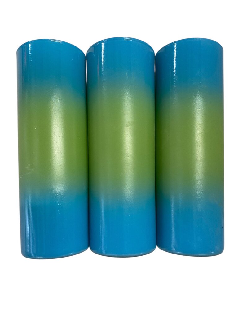 Set of Three Blendo Bermuda Twist Blue and Green Glass Tumblers