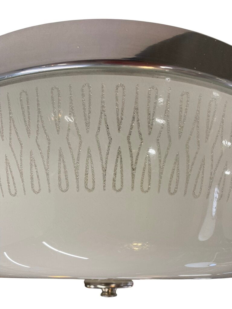Vintage 50's Aluminum and Glass Ceiling Fixture in Excellent Condition
