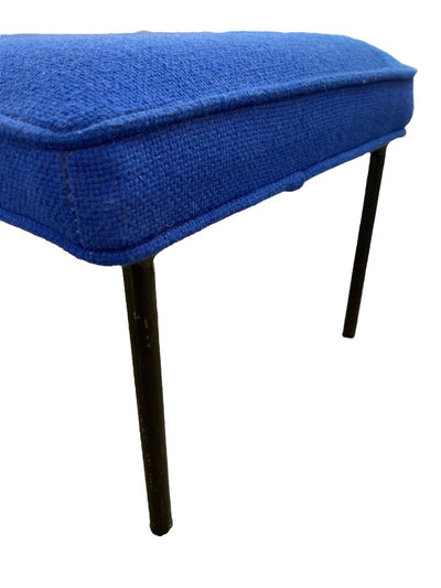 Vintage Paul McCobb Wrought Iron Bench, Upholstered in Royal Blue