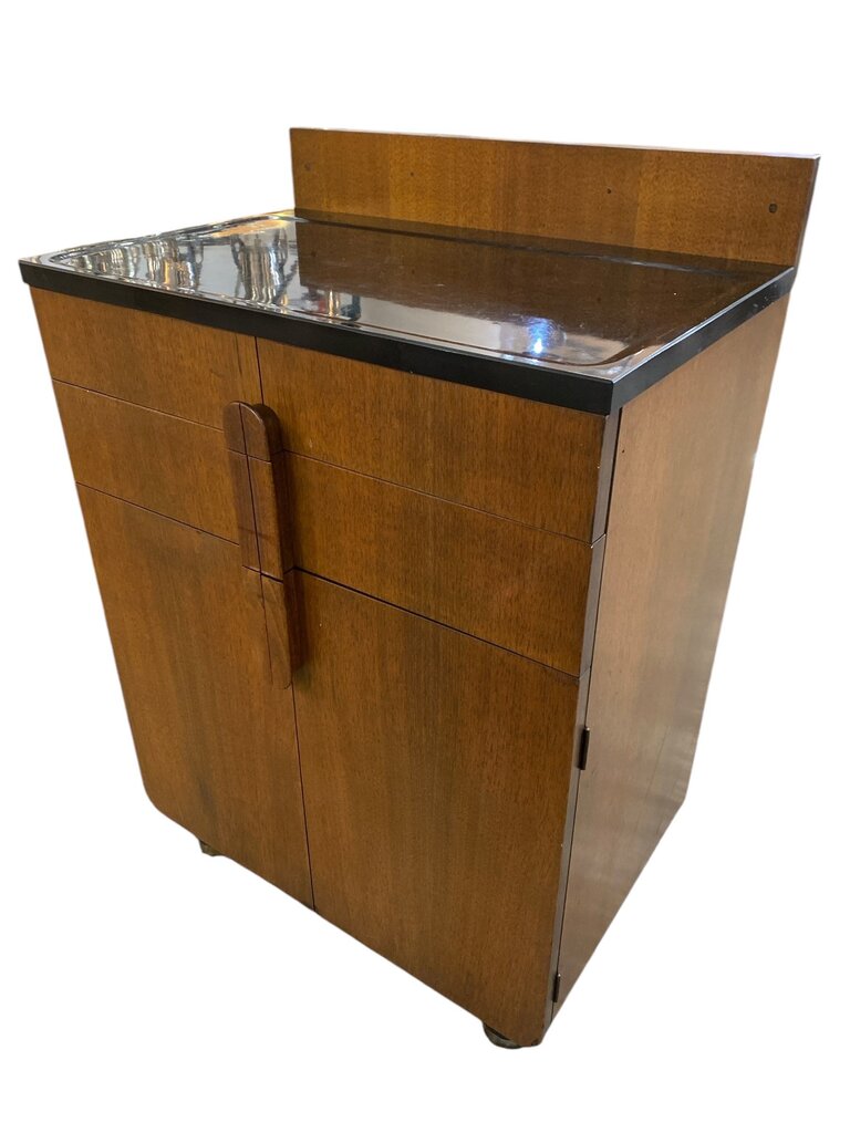 Art Deco Streamline Walnut Mid Century Dental Cabinet