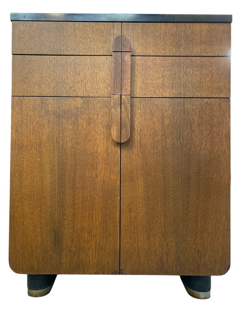Art Deco Streamline Walnut Mid Century Dental Cabinet