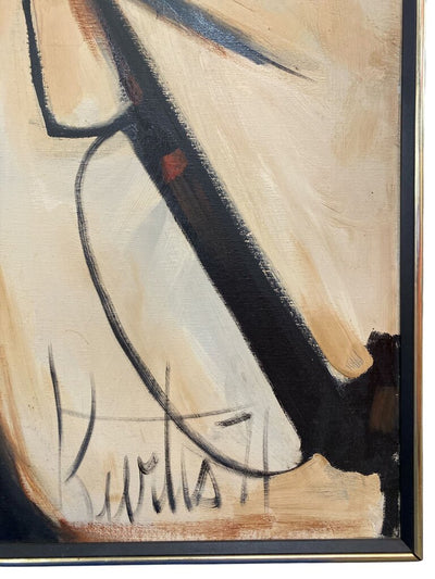 Vintage 1971 Acrylic Swag Abstract Painting by Kurtis