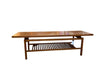 Mid Century Danish Sculptured Teak Coffee Table with Slatted Shelf