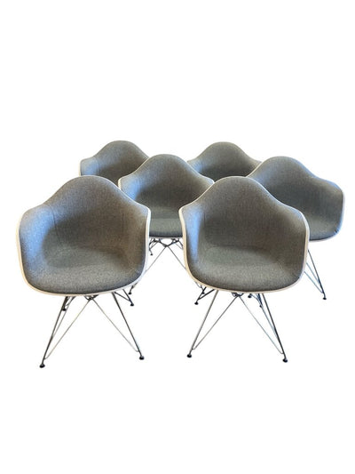 Six AUTHENTIC Herman Miller Eames Eifel Tower Molded Chairs with Comfy Grey Upholstery (Retail on these chairs is $850 ech) (Set of 6)