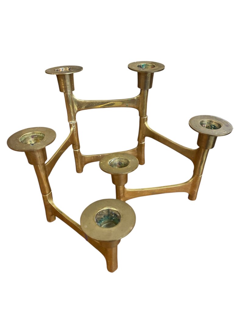 Mid-century Articulating Brass Candle Centerpiece
