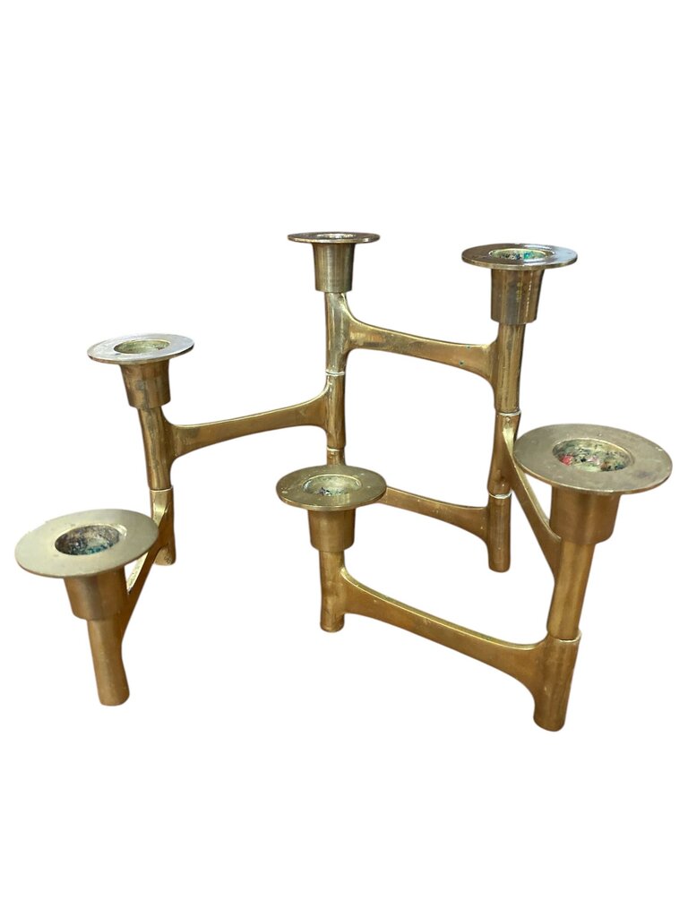 Mid-century Articulating Brass Candle Centerpiece