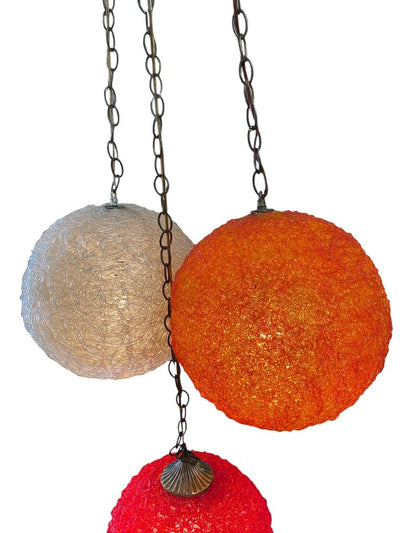 Red/Orange/White Tricolor Spaghetti Swag Light with 62" Drop Chain