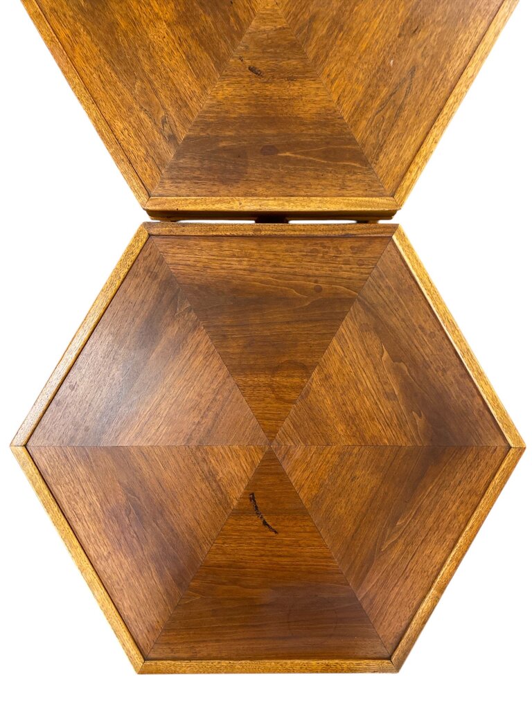 Pair of Mid Century John Keal for Brown Saltman Hexagonal Side Tables (Set of 2)