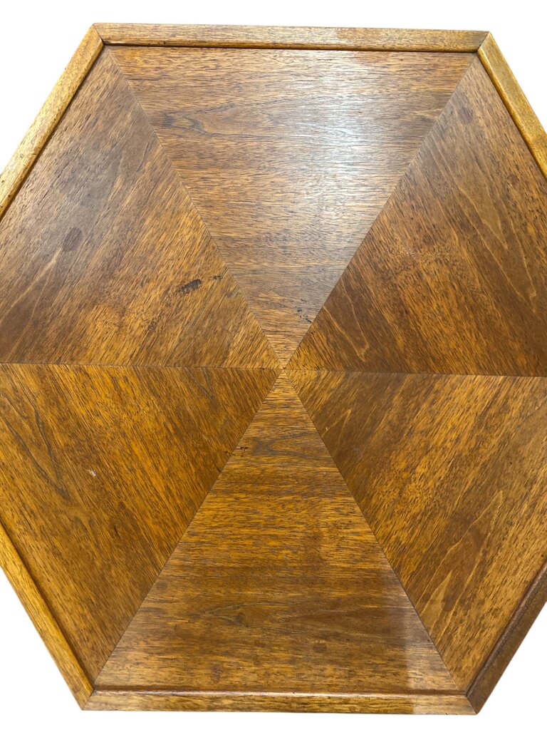 Pair of Mid Century John Keal for Brown Saltman Hexagonal Side Tables (Set of 2)