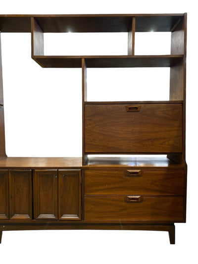 Vintage MCM Walnut Bookcase / Room Divider w/ Built in Desk by J.B. Van Sciver