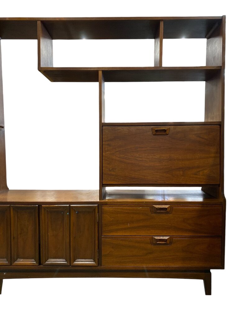 Vintage MCM Walnut Bookcase / Room Divider w/ Built in Desk by J.B. Van Sciver