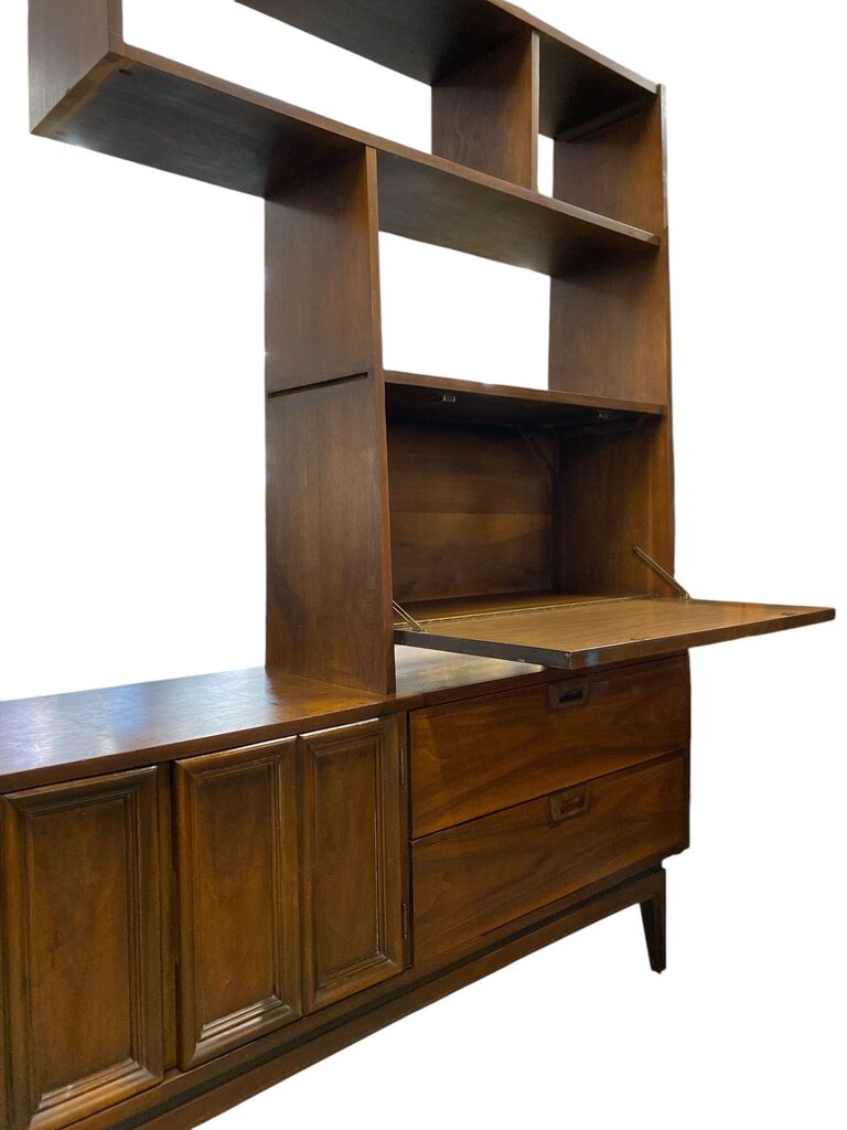 Vintage MCM Walnut Bookcase / Room Divider w/ Built in Desk by J.B. Van Sciver