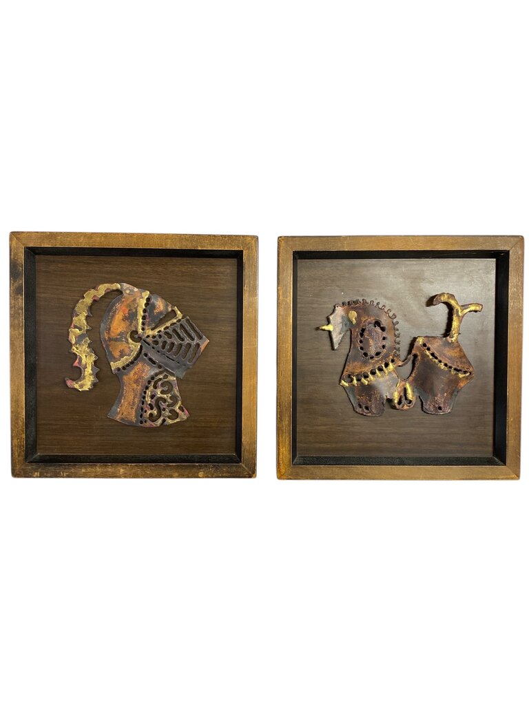 Pair of Copper and Brass Brutalist Art (Set of 2)