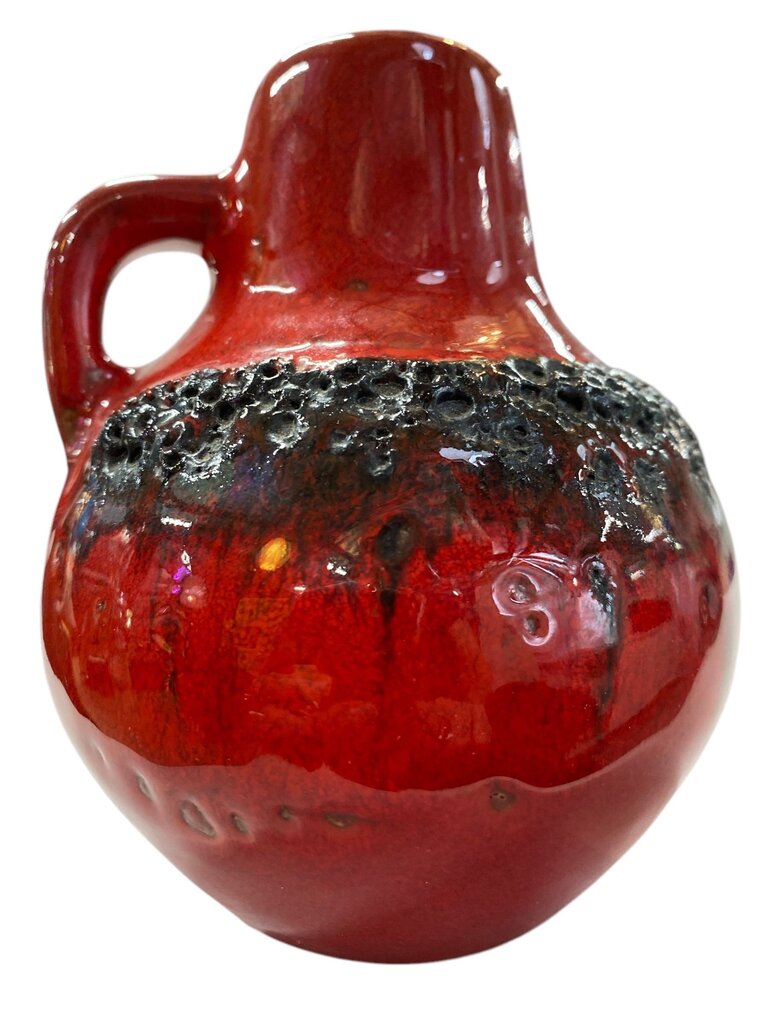 West German Kreutz Keramik Fat Lava Handle Vase