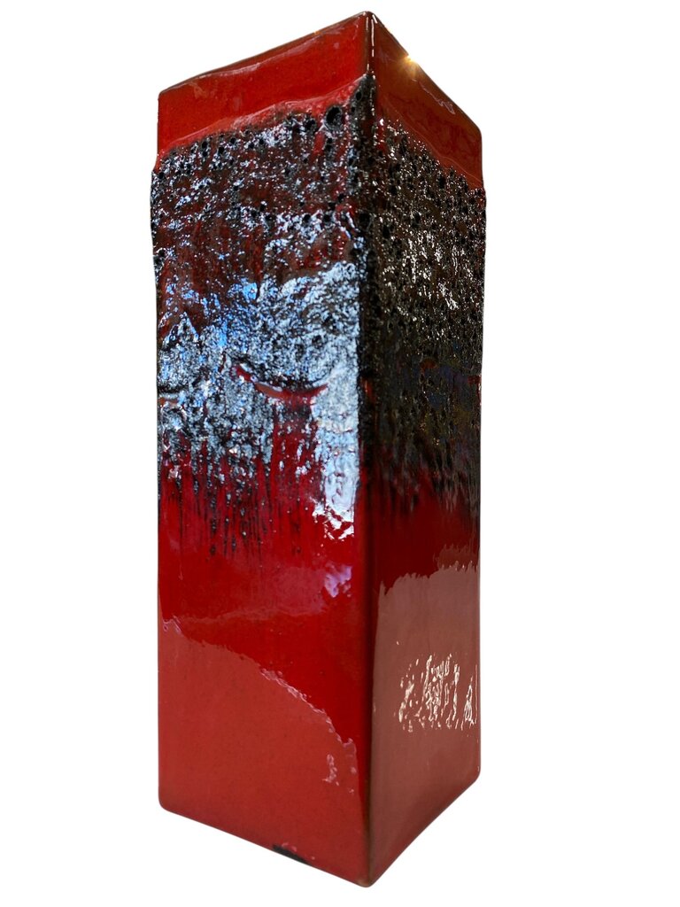 West German Kreutz Keramik Fat Lava Square Vase