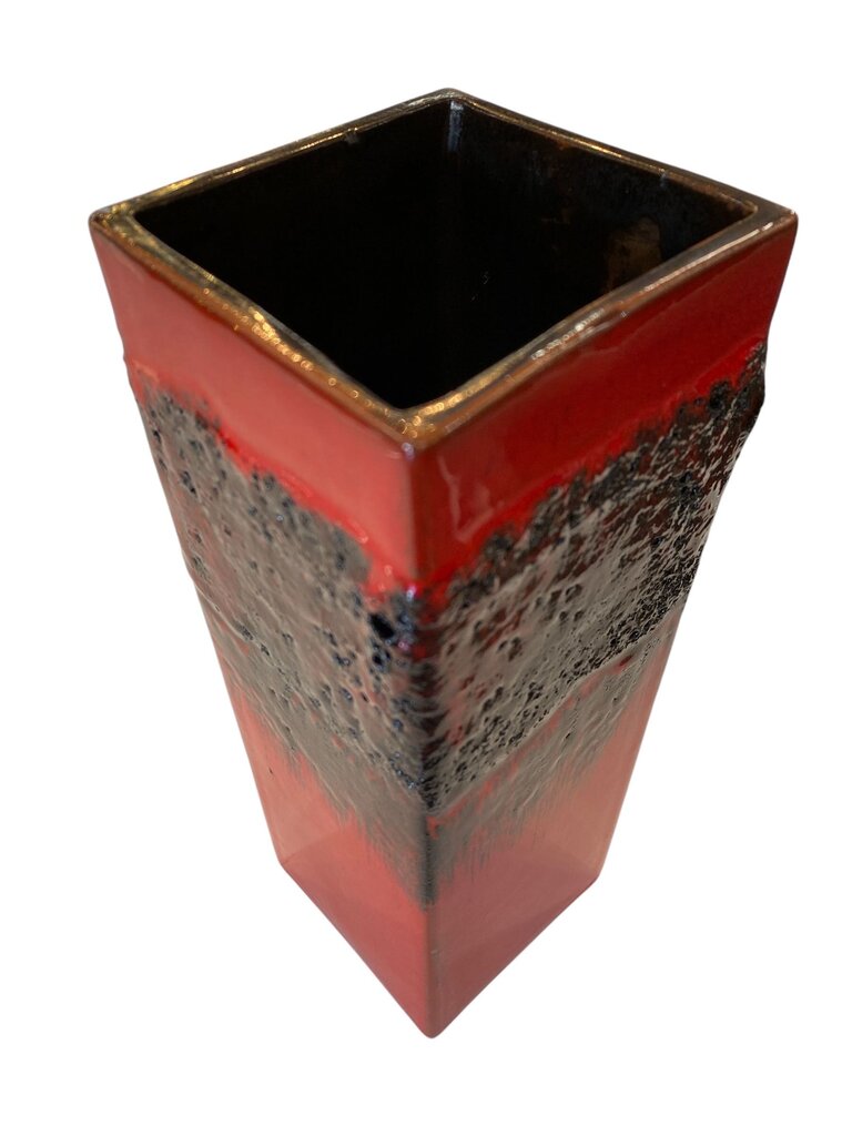 West German Kreutz Keramik Fat Lava Square Vase