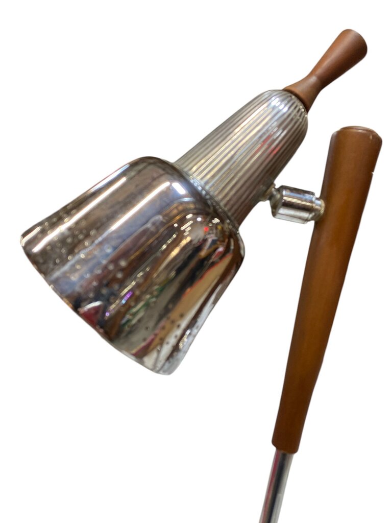 1950's Walnut Adjustable Chrome Golfer's Table or Desk Lamp