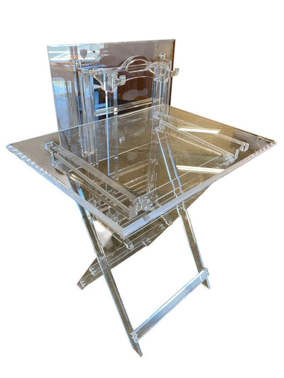 Lucite Mid Century Modern TV Set (2 trays and stand)