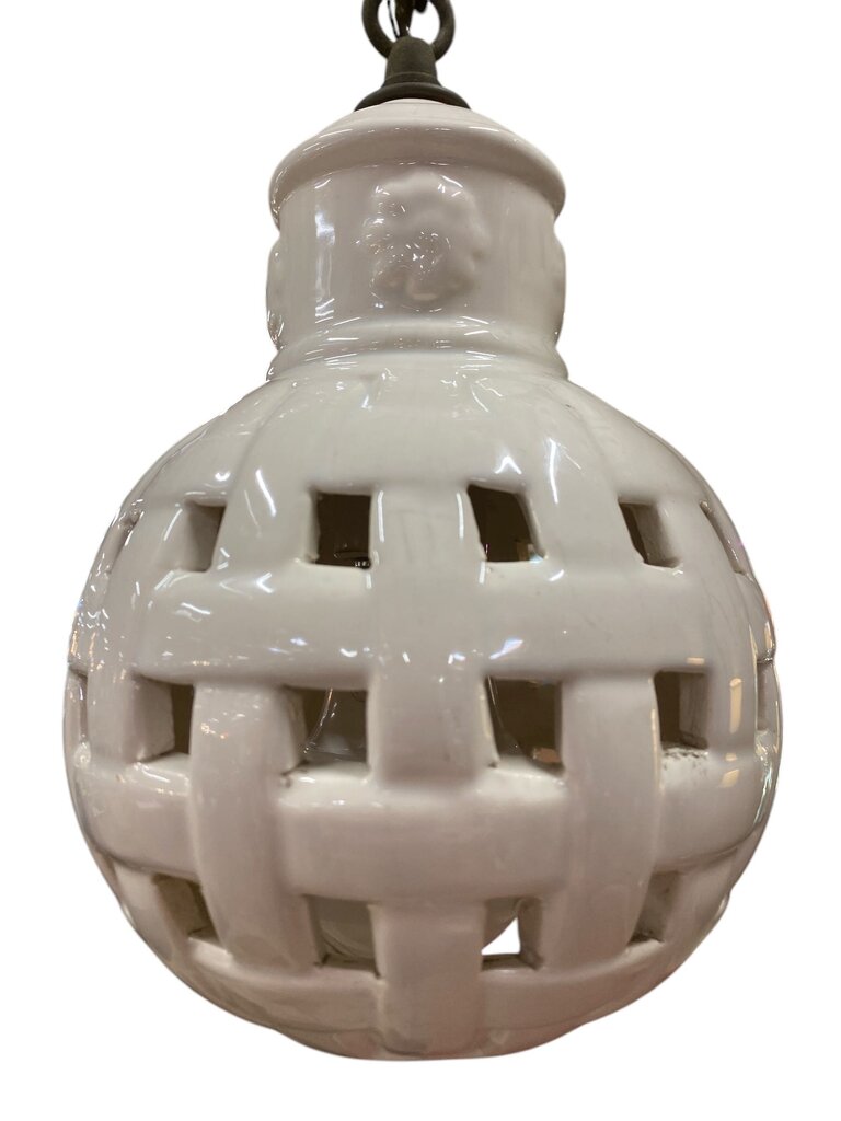 Vintage Basketweave Ceramic Cascading Pendant Light