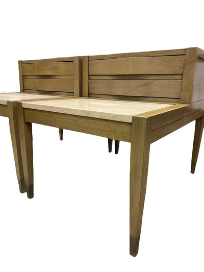 Mid Century Pair of American of Martinsville Travertine End Tables