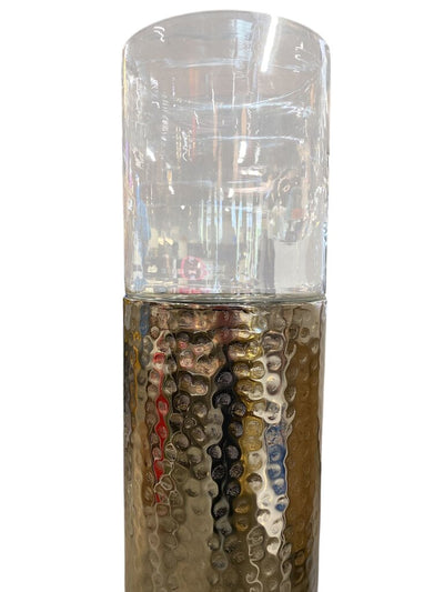 Hammered Metal & Glass Patio Candle Holders
