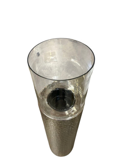 Hammered Metal & Glass Patio Candle Holders