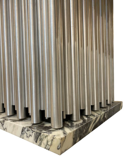 Custom Design Marble Dining Table Metal Pipes Column Base