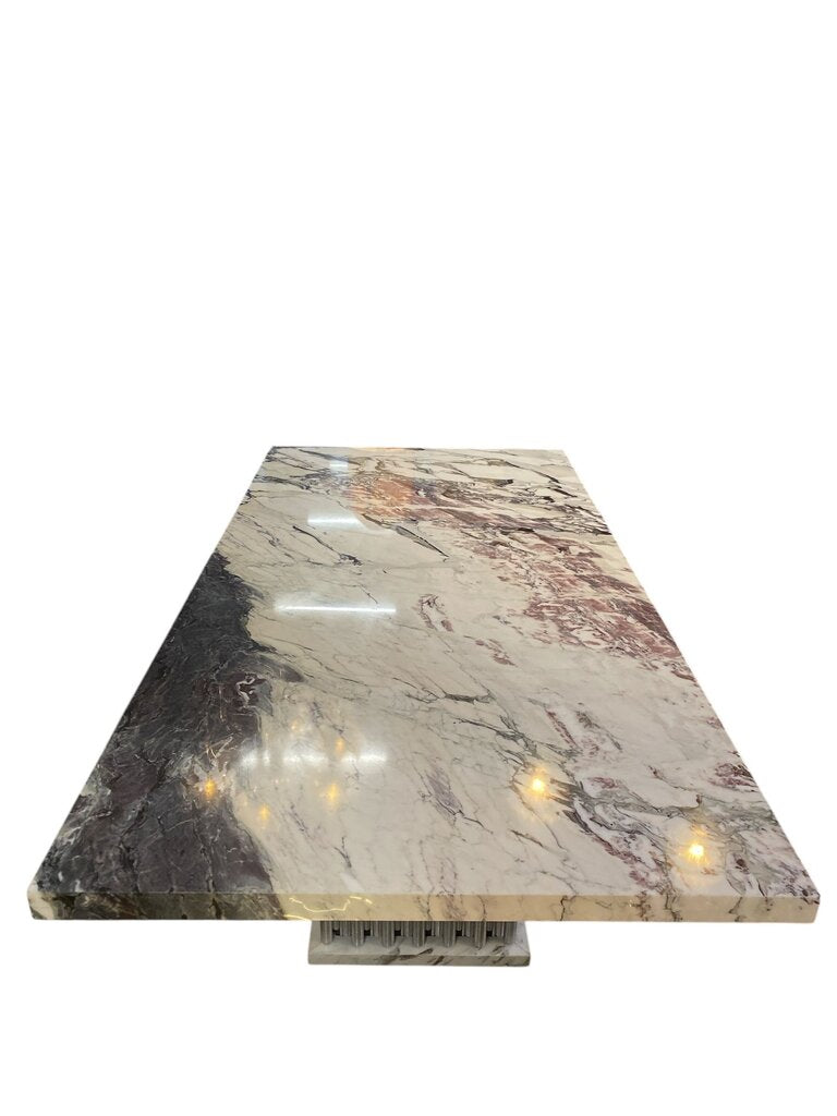 Custom Design Marble Dining Table Metal Pipes Column Base