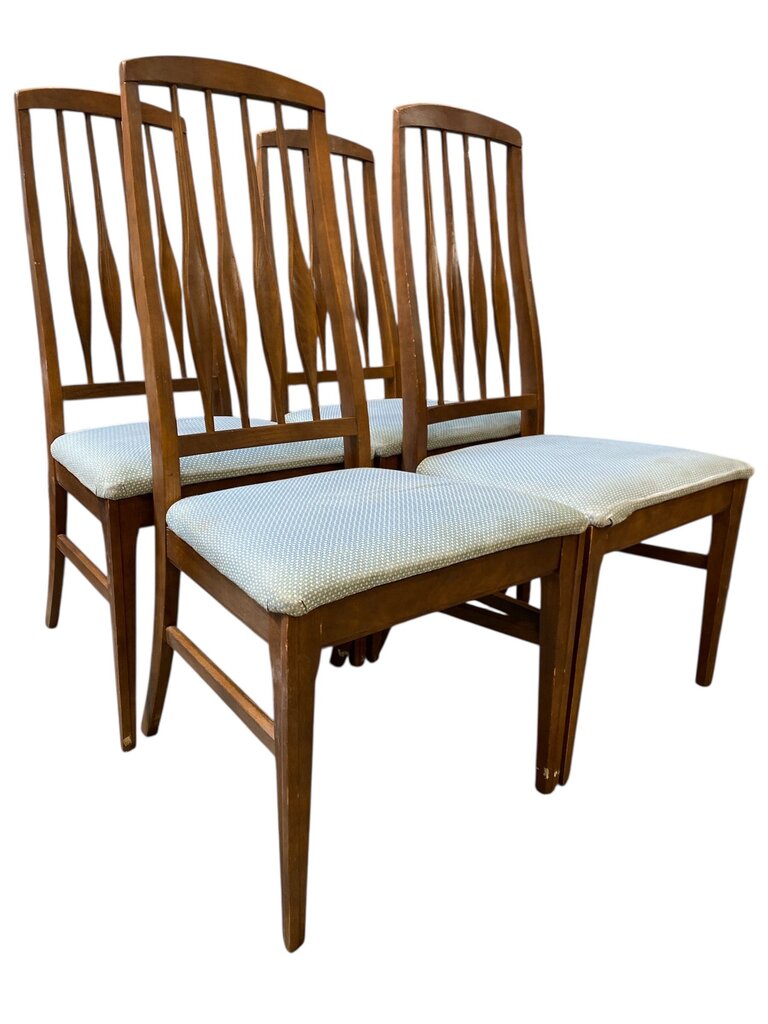 Mid Century Modern Set of 4 Walnut Dining Side Chairs (Set of 4)