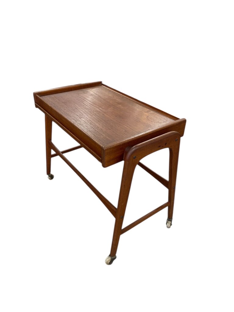 Mid Century Danish Modern Draw Leaf Tea Cart