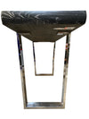 Modern Black Cerused Wood Console Table with Polished Steel Legs