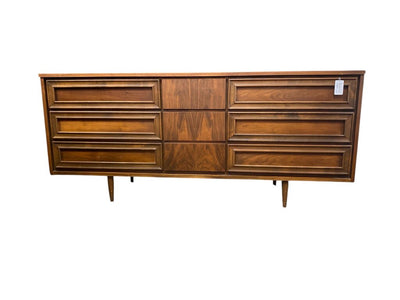 Mid Century Modern Walnut 9 Drawer Dresser by Union Furniture