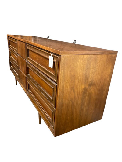 Mid Century Modern Walnut 9 Drawer Dresser by Union Furniture