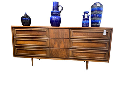 Mid Century Modern Walnut 9 Drawer Dresser by Union Furniture