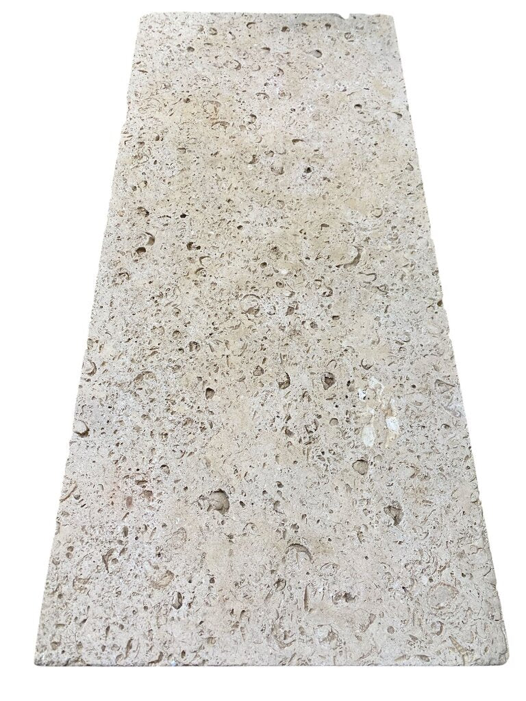 Vintage Stone Coffee Table w/Wide Chrome Cylinder Legs