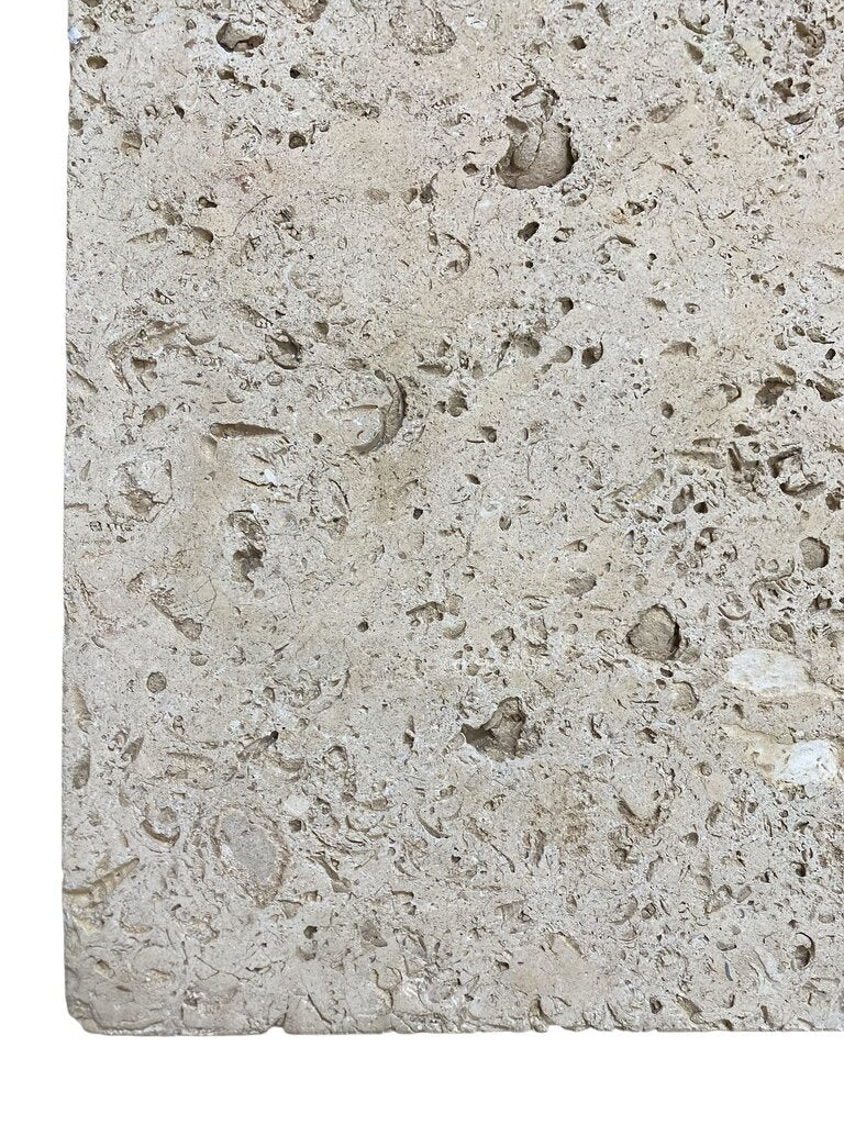 Vintage Stone Coffee Table w/Wide Chrome Cylinder Legs