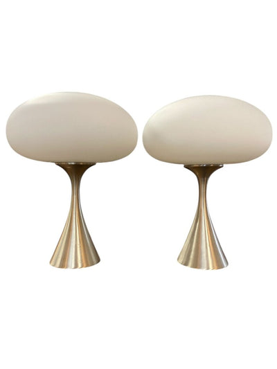 Laurel Lamp Mid Century Pair of Stainless Mushroom Lamps (Set of 2)