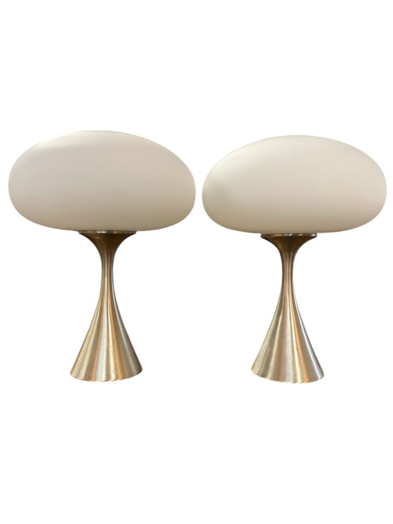 Laurel Lamp Mid Century Pair of Stainless Mushroom Lamps (Set of 2)