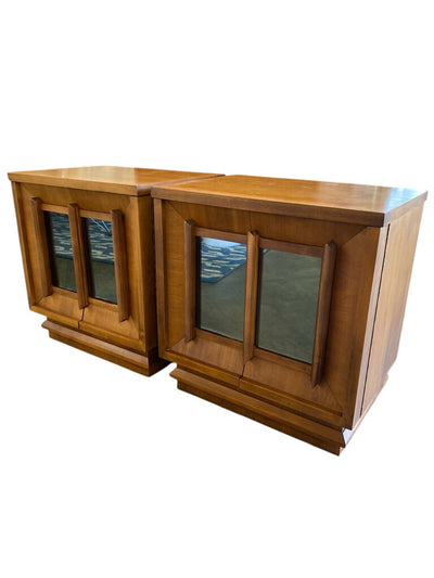 Mid Century Modern Pair of Walnut Nightstands (Set of 2)