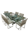Milo Baughman Mid Century Chrome Dining Chairs in New Knoll Textile (Set of 6)