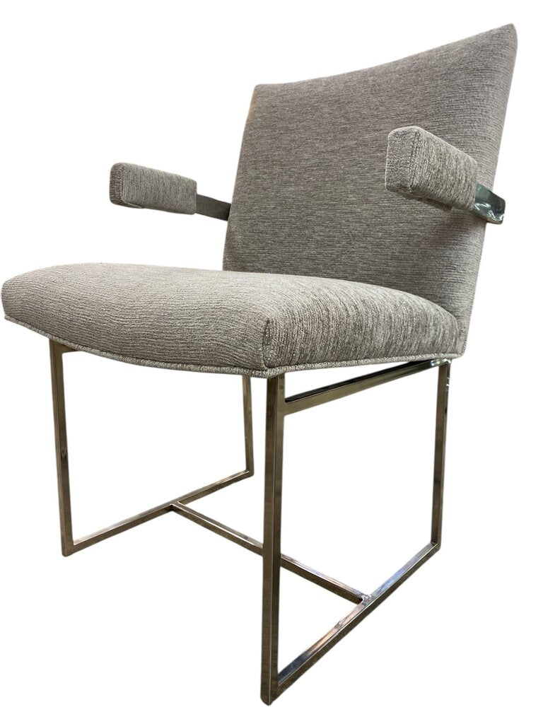 Milo Baughman Mid Century Chrome Dining Chairs in New Knoll Textile (Set of 6)