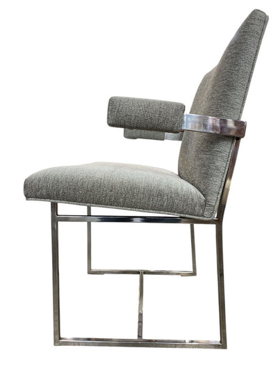 Milo Baughman Mid Century Chrome Dining Chairs in New Knoll Textile (Set of 6)
