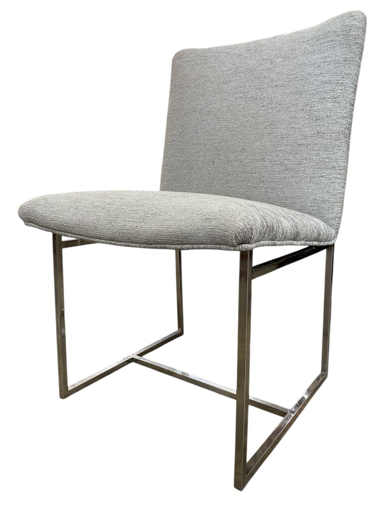 Milo Baughman Mid Century Chrome Dining Chairs in New Knoll Textile (Set of 6)