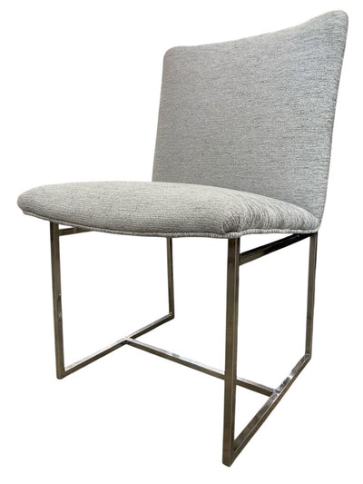 Milo Baughman Mid Century Chrome Dining Chairs in New Knoll Textile (Set of 6)