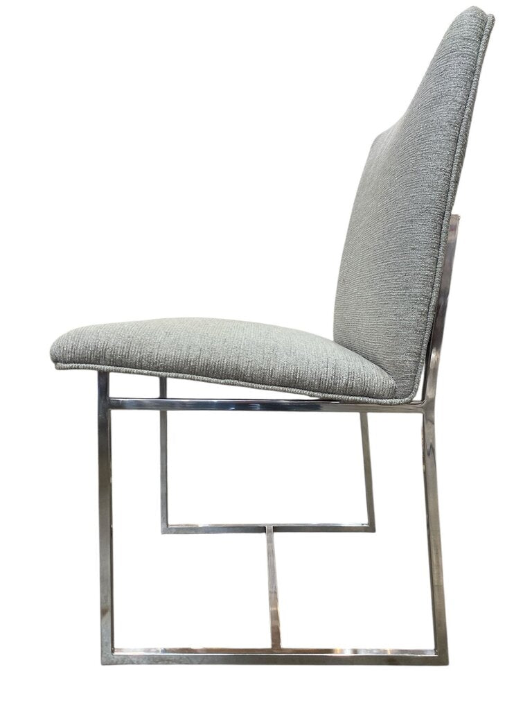 Milo Baughman Mid Century Chrome Dining Chairs in New Knoll Textile (Set of 6)