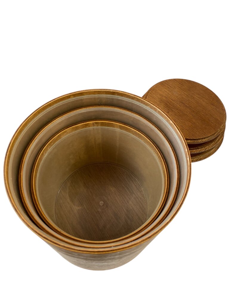 Danish Modern Stacking Teak Canisters with rare plastic liners.