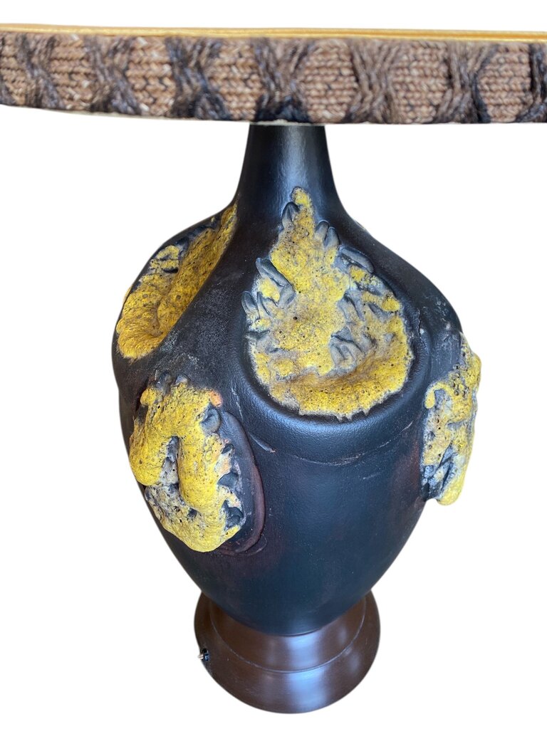 Mid Century Brown Lava Ceramic Table Lamp by Unterwriters Laboratories Portable Table Lamp